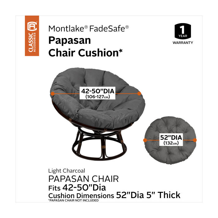 50" Papasan Cushion Water-Resistant -Charcoal - Image 2